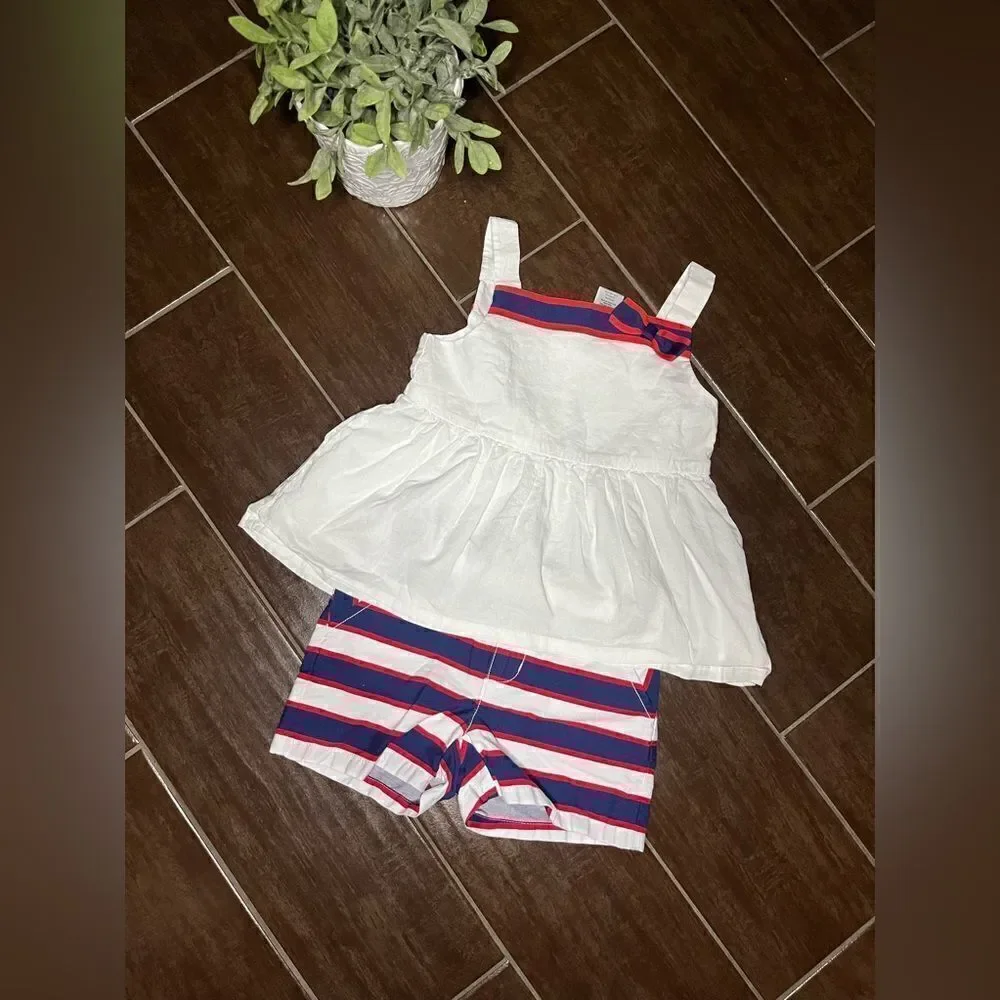 Gymboree white/red/blue tank top short set sz 6